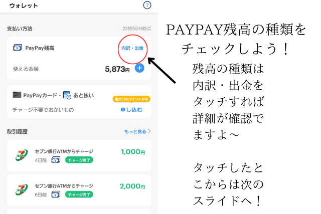 PAYPAY残高の種類確認1